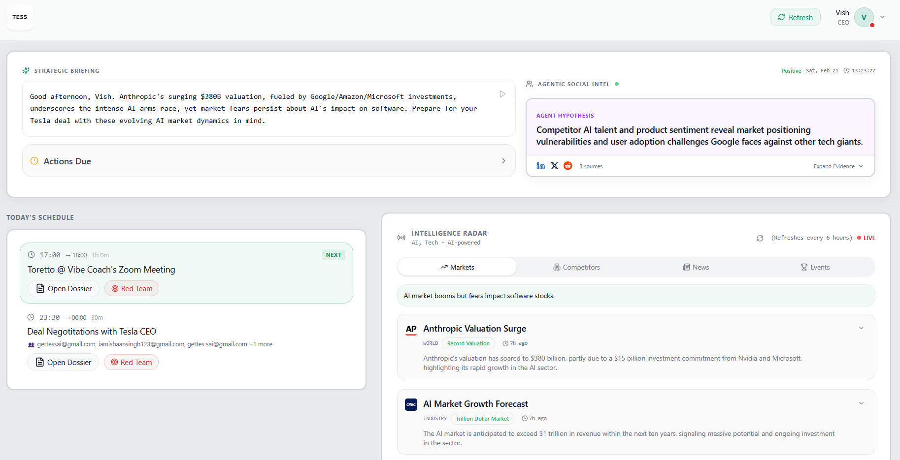 TESS — AI Chief of Staff for Executives & VCs | Executive AI Intelligence